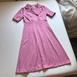THEOPEN PRODUCT pink double‎ breasted short sleeve midi dress
